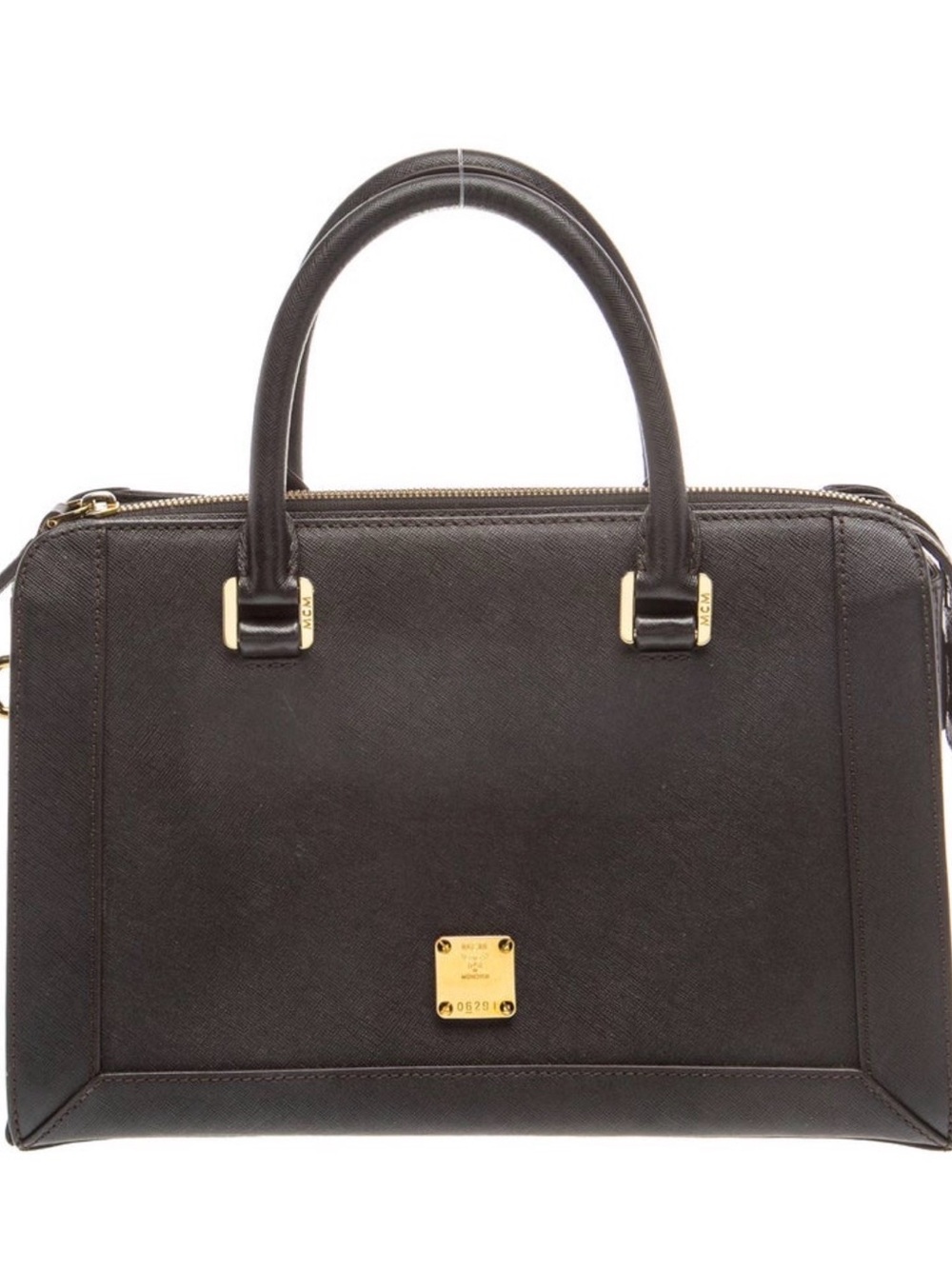 MCM Black Leather Top-Handle Satchel Handbag